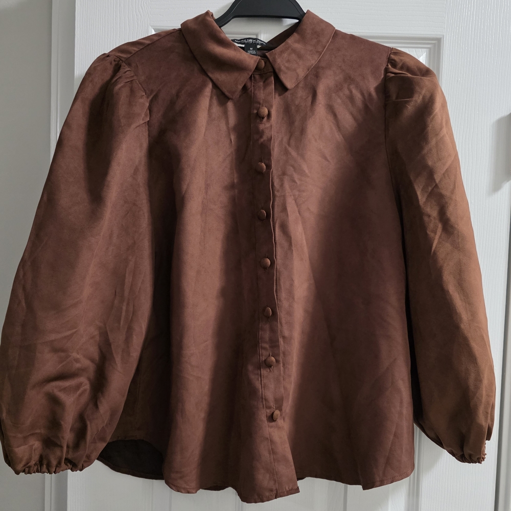 Marc New York Chocolate Button-Up Blouse